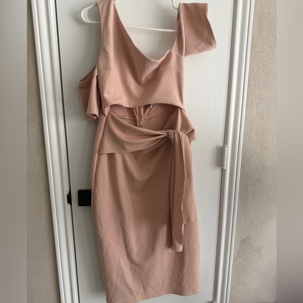 ASOS One Shoulder Cutout Midi Dress in Soft Pink size 10 NWT wedding guest